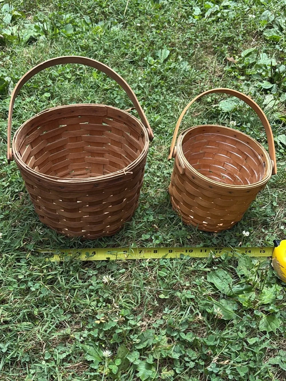 Longaberger  Handwoven Brown Woven fruit Basket with Handle - Set of 2